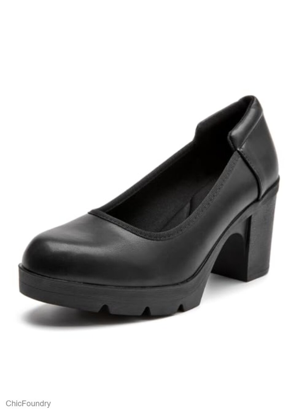 Women's Classic Chunky High Heel Round Toe Platform Dress Pump Shoes